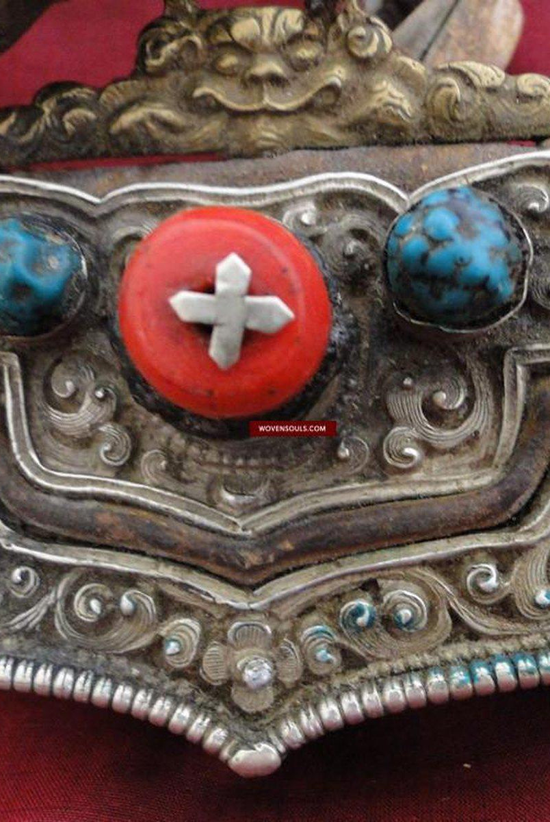391 Portamonete decorato in argento tibetano antico-WOVENSOULS-Arredamento artistico-tessile-vintage-antico