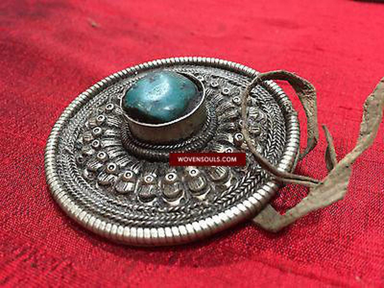 405 SOLD Antique Tibetan Hair Ornament Turquoise Studded 