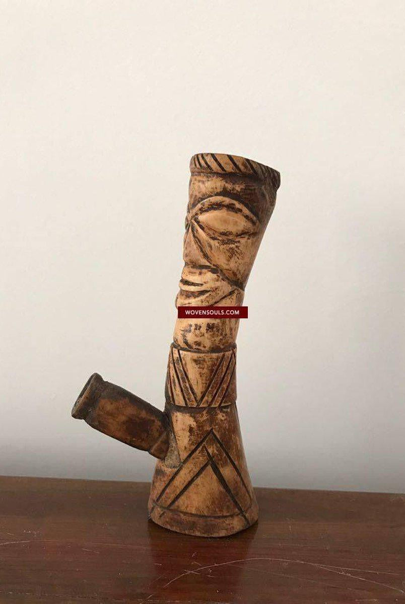 408 Old Smoking Pipe - Chillum - Cheelum from Nagaland-WOVENSOULS-Antique-Vintage-Textiles-Art-Decor