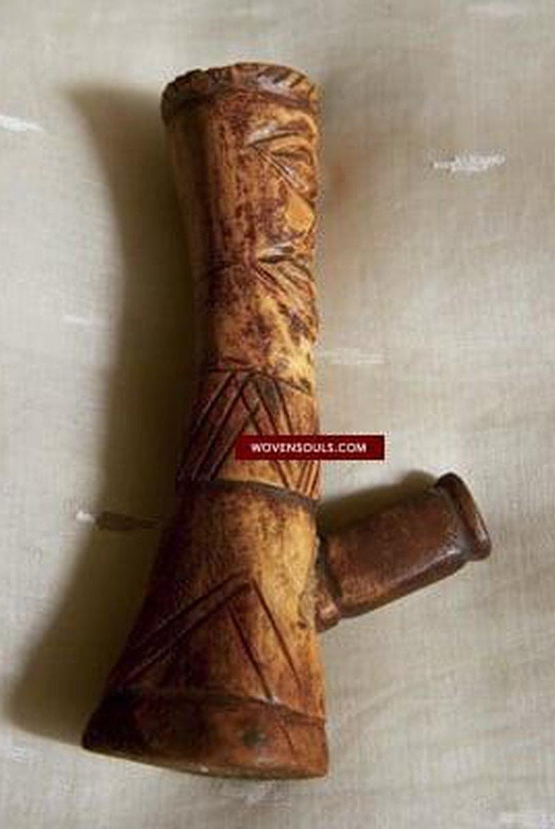408 Vieille pipe fumante - Chillum - Cheelum du Nagaland-WOVENSOULS-Antique-Vintage-Textiles-Art-Décor
