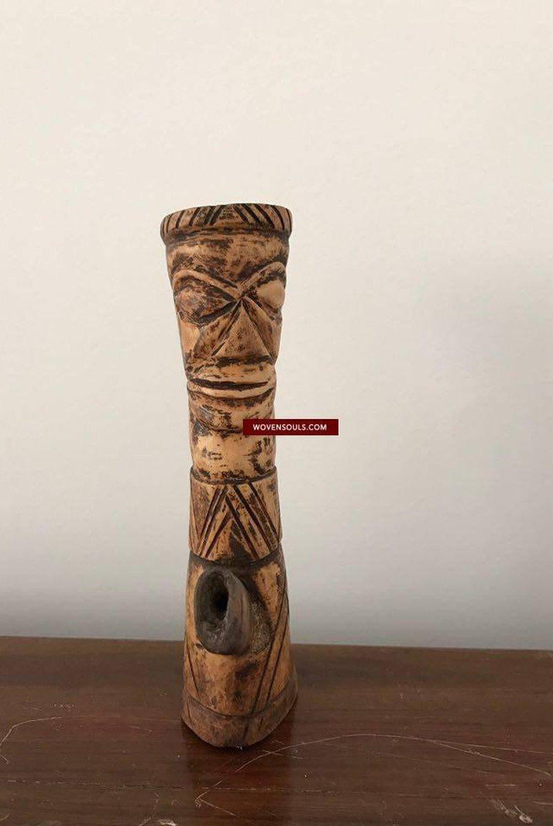408 Vieille pipe fumante - Chillum - Cheelum du Nagaland-WOVENSOULS-Antique-Vintage-Textiles-Art-Décor