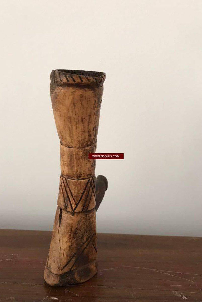 408 Vieille pipe fumante - Chillum - Cheelum du Nagaland-WOVENSOULS-Antique-Vintage-Textiles-Art-Décor