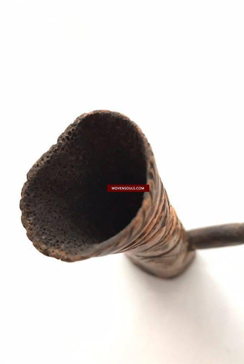 408 Vieille pipe fumante - Chillum - Cheelum du Nagaland-WOVENSOULS-Antique-Vintage-Textiles-Art-Décor