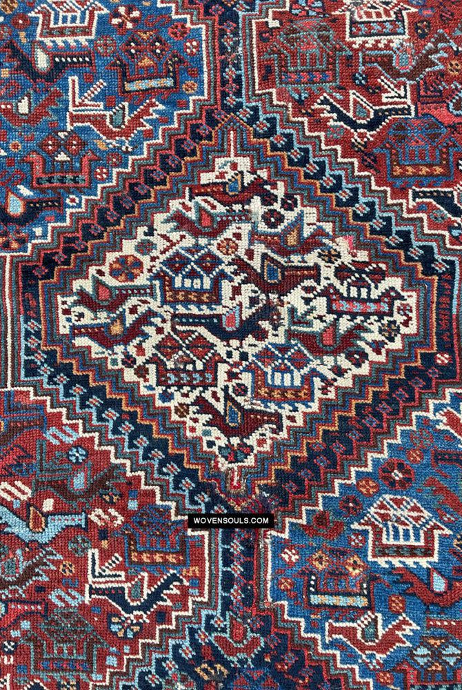 409 Antique Afshar Bird Rug - Gallery-2-WOVENSOULS Antique Textiles & Art Gallery
