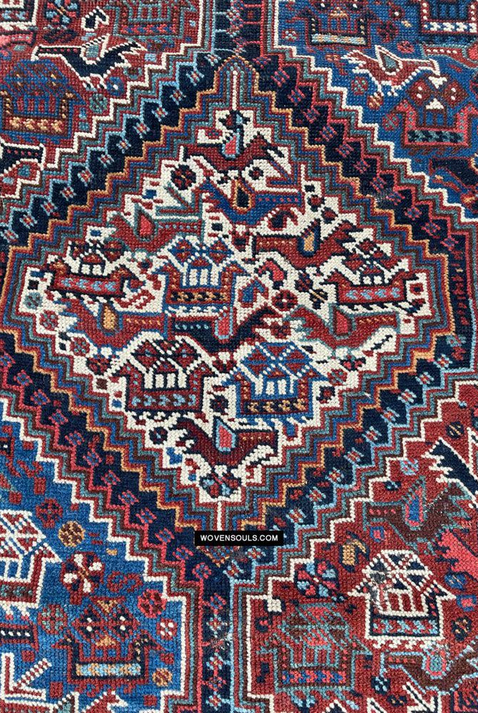 409 Antique Afshar Bird Rug - Gallery-2-WOVENSOULS Antique Textiles & Art Gallery
