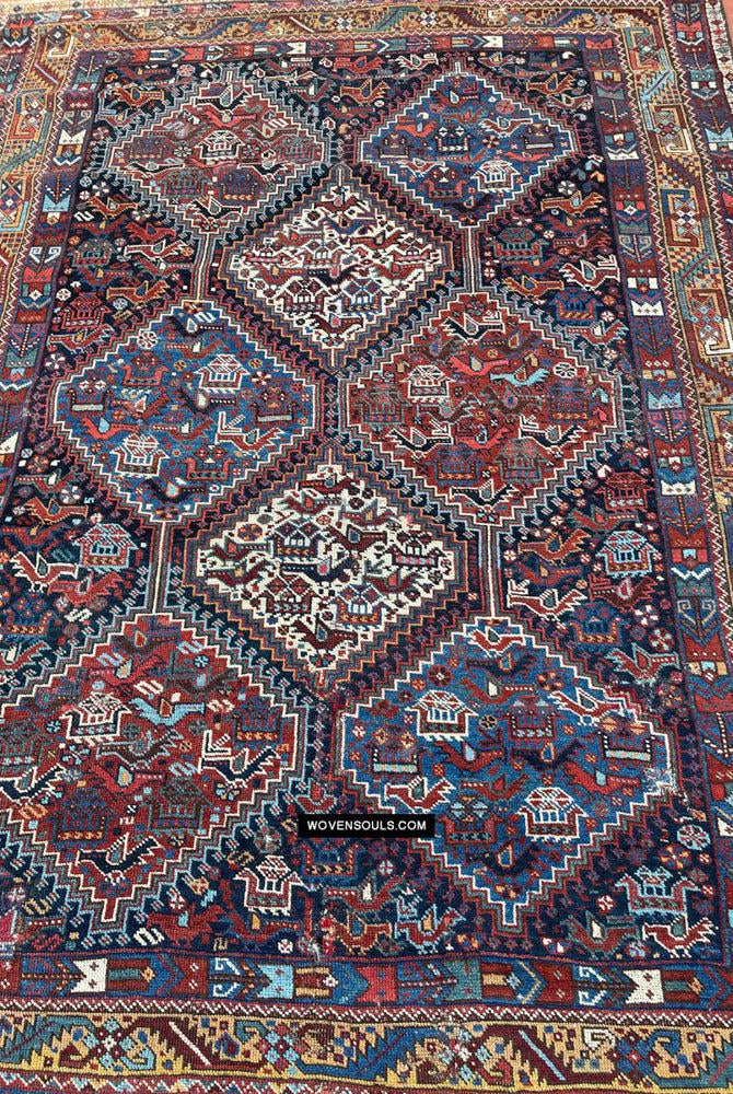 409 Antique Afshar Bird Rug - Gallery-2-WOVENSOULS Antique Textiles & Art Gallery
