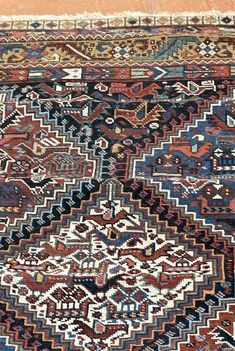 409 Antique Afshar Bird Rug - Gallery-2-WOVENSOULS Antique Textiles & Art Gallery