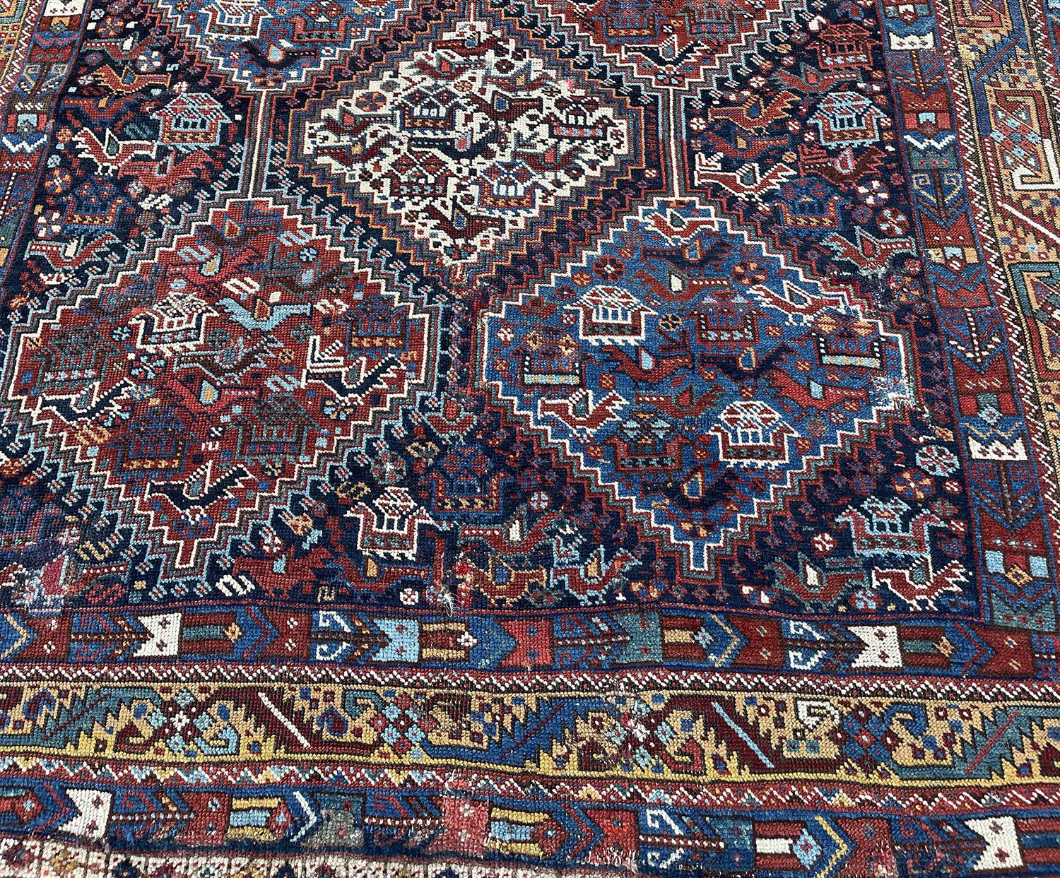 409 Antique Afshar Bird Rug - Gallery-2-WOVENSOULS Antique Textiles & Art Gallery