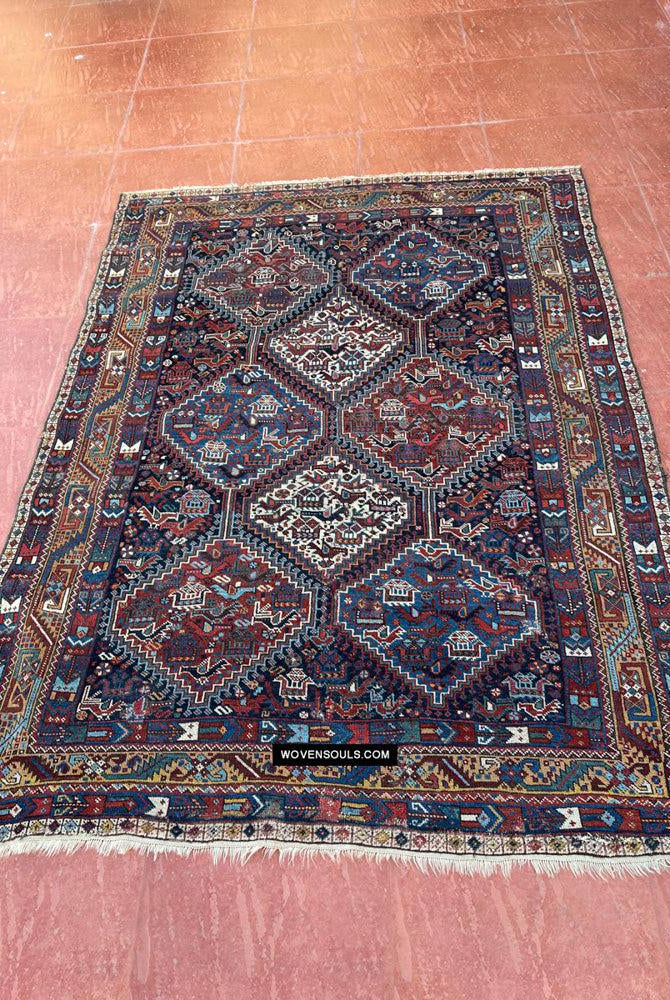 409 Antique Afshar Bird Rug - Gallery-2-WOVENSOULS Antique Textiles & Art Gallery
