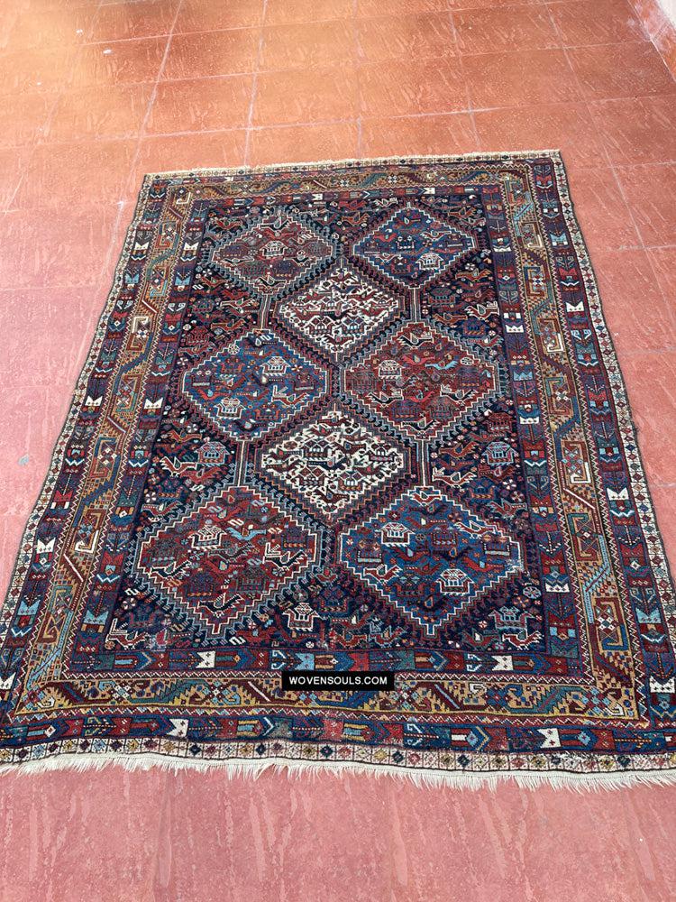 409 Antique Afshar Bird Rug - Gallery-2-WOVENSOULS Antique Textiles & Art Gallery
