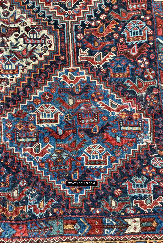 409 Antique Afshar Bird Rug - Gallery-2-WOVENSOULS Antique Textiles & Art Gallery