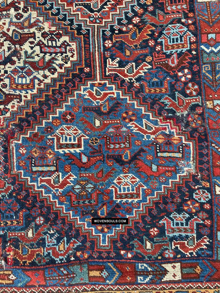 409 Antique Afshar Bird Rug - Gallery-2-WOVENSOULS Antique Textiles & Art Gallery