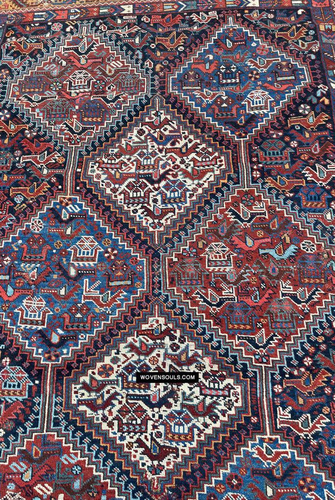409 Antique Afshar Bird Rug - Gallery-2-WOVENSOULS Antique Textiles & Art Gallery