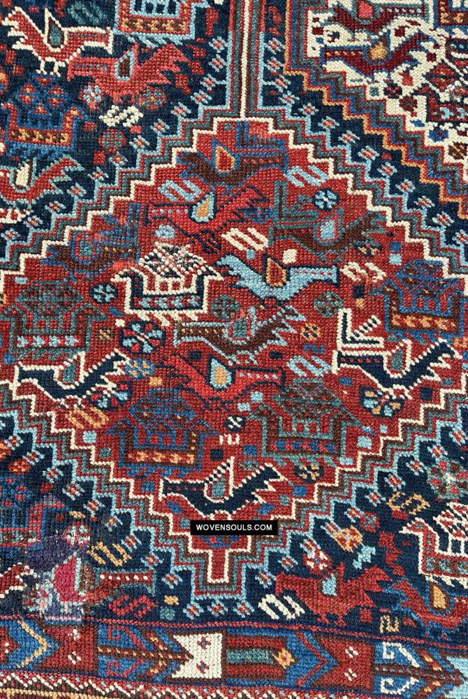 409 Antique Afshar Bird Rug - Gallery-2-WOVENSOULS Antique Textiles & Art Gallery