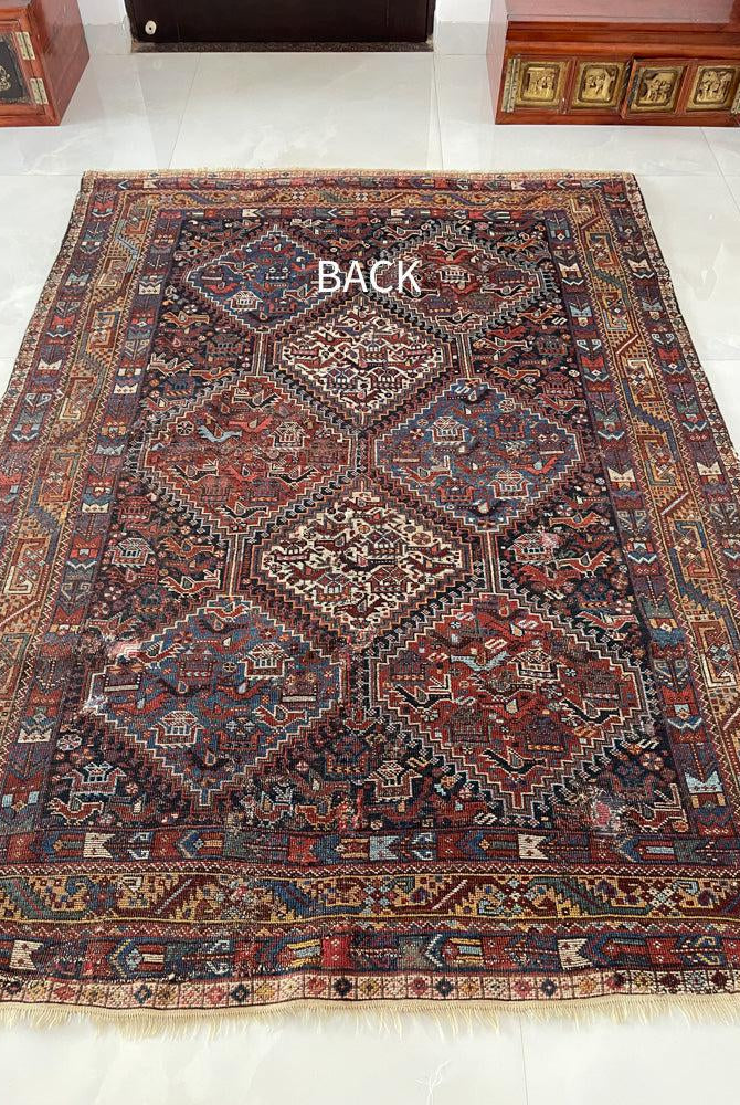 409 Antique Afshar Bird Rug - Gallery-2-WOVENSOULS Antique Textiles & Art Gallery