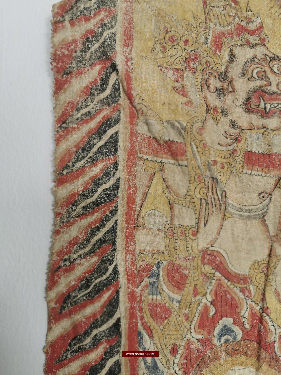410 SOLD - Antique Balinese Ramayan Painting - Sita Burning Scene-WOVENSOULS-Antique-Vintage-Textiles-Art-Decor