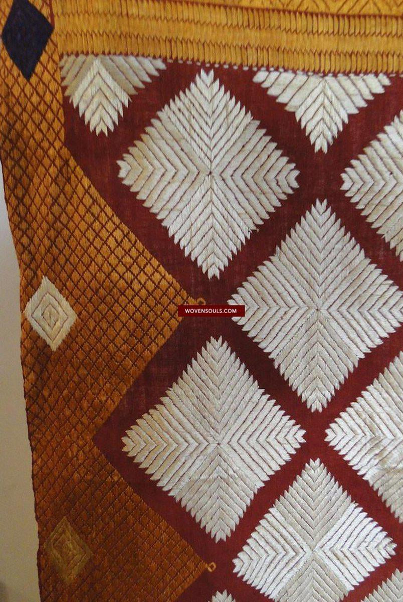 422 SOLD Old Chand Bagh Phulkari Silk Embroidery TExtile-WOVENSOULS-Antique-Vintage-Textiles-Art-Decor