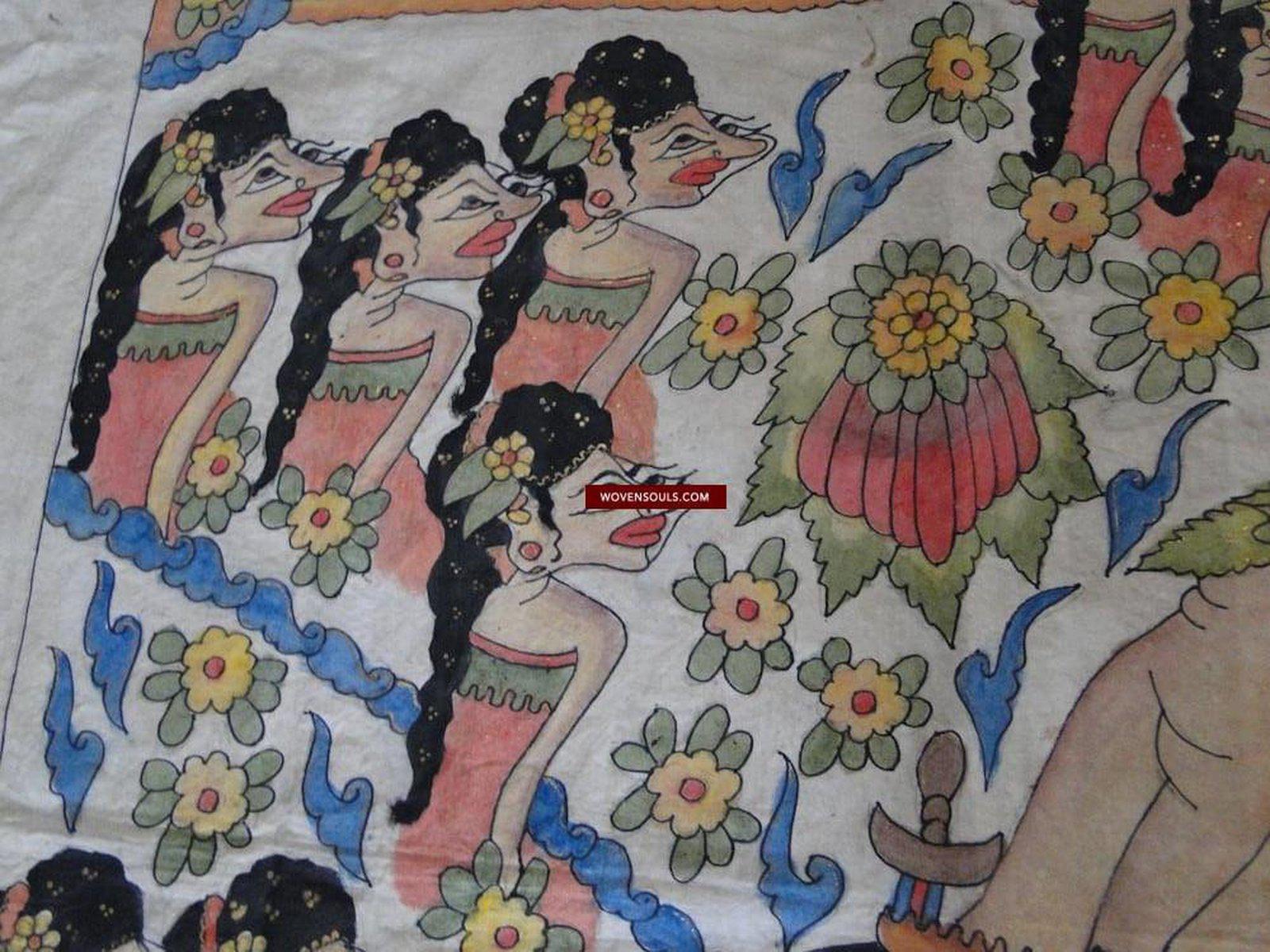 429 Javanese Painting - Wayang Beber Art by Ning Istiariningsih-WOVENSOULS-Antique-Vintage-Textiles-Art-Decor