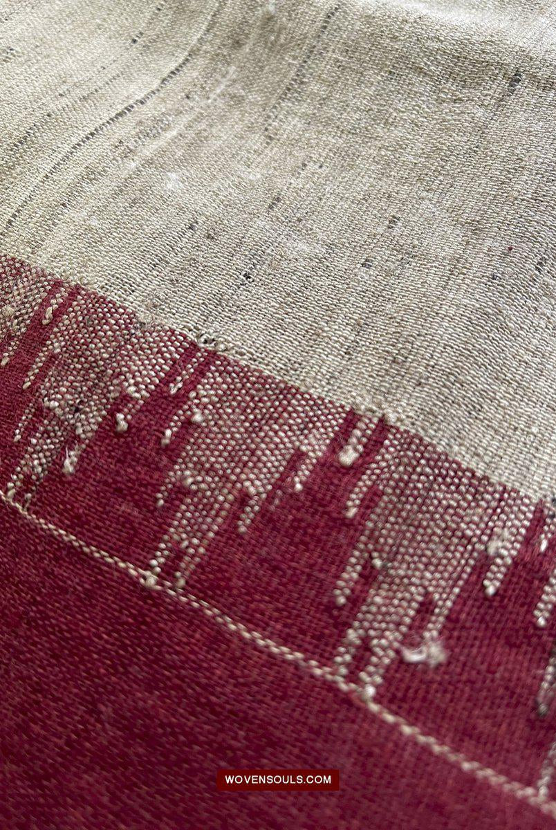 433-A Orissa Tribal Koraput Kotpad Stole Shawl - with Raw Silk-WOVENSOULS-Antique-Vintage-Textiles-Art-Decor
