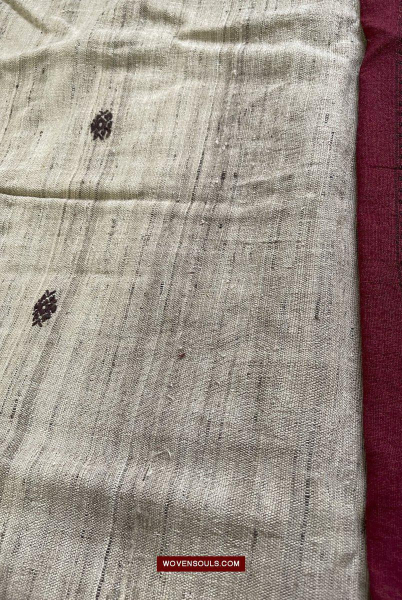 433-A Orissa Tribal Koraput Kotpad Stole Shawl - with Raw Silk-WOVENSOULS-Antique-Vintage-Textiles-Art-Decor