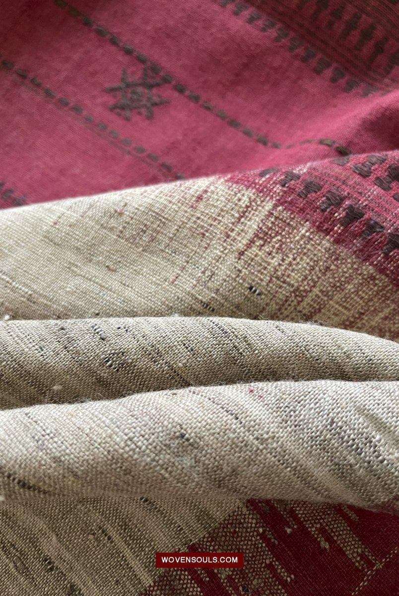 433-A Orissa Tribal Koraput Kotpad Stole Shawl - with Raw Silk-WOVENSOULS-Antique-Vintage-Textiles-Art-Decor