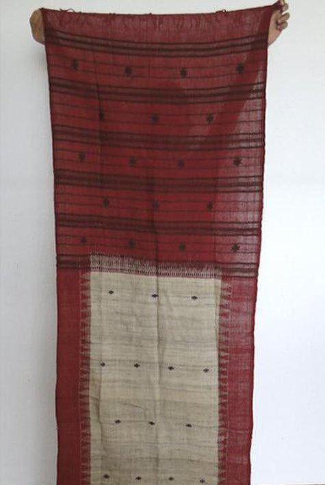 433-A Orissa Tribal Koraput Kotpad Stole Shawl - with Raw Silk-WOVENSOULS-Antique-Vintage-Textiles-Art-Decor