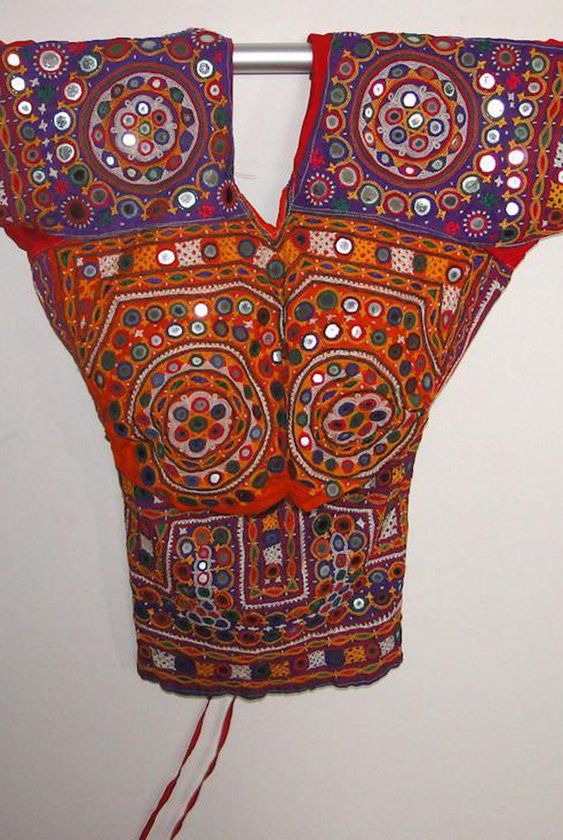 438 Old Kutch Choli Blouse with heavy Embroidery-WOVENSOULS-Antique-Vintage-Textiles-Art-Decor