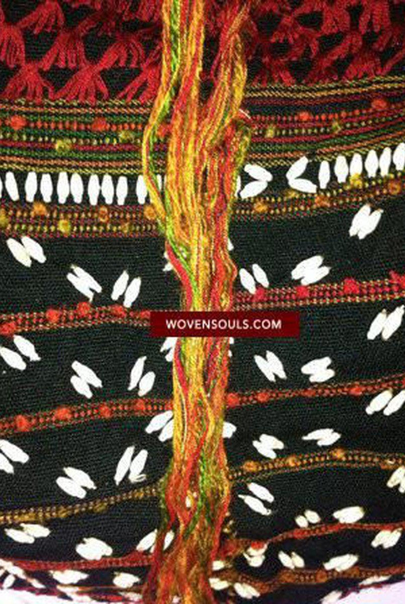 451 Fabulous Hilltribe Textile Fragment (Job's tear Seeds) Bag-WOVENSOULS-Antique-Vintage-Textiles-Art-Decor