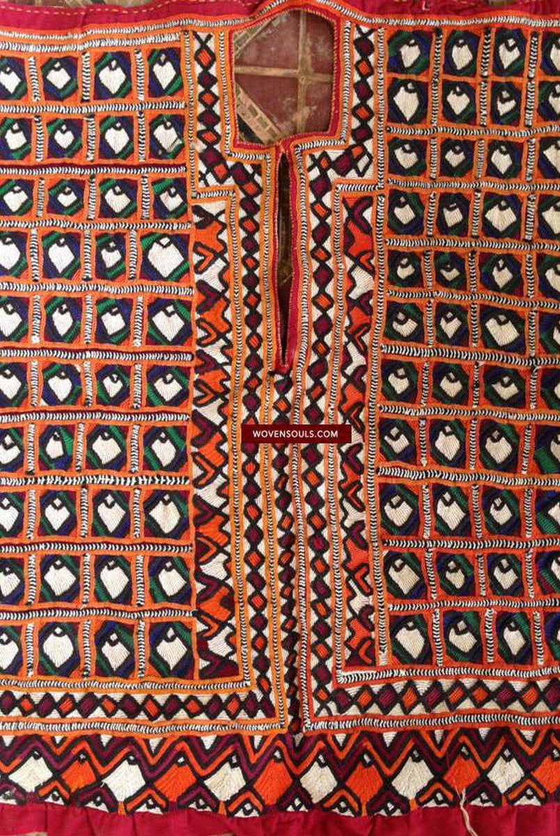 454 Vintage Embroidered Dress Front - Kutch / Sindh-WOVENSOULS-Antique-Vintage-Textiles-Art-Decor