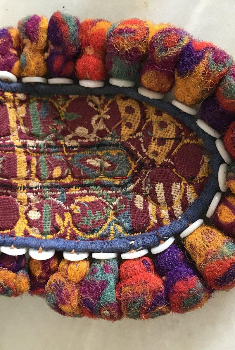 455 VENDU vintage Indhoni Brodé Pot Holder-WOVENSOULS-Antique-Vintage-Textiles-Art-Décor