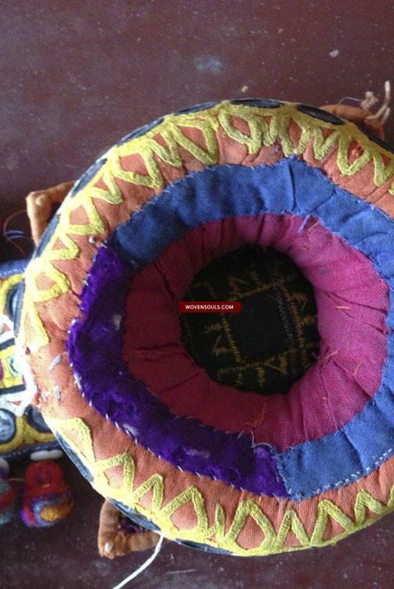 455 VENDU vintage Indhoni Brodé Pot Holder-WOVENSOULS-Antique-Vintage-Textiles-Art-Décor