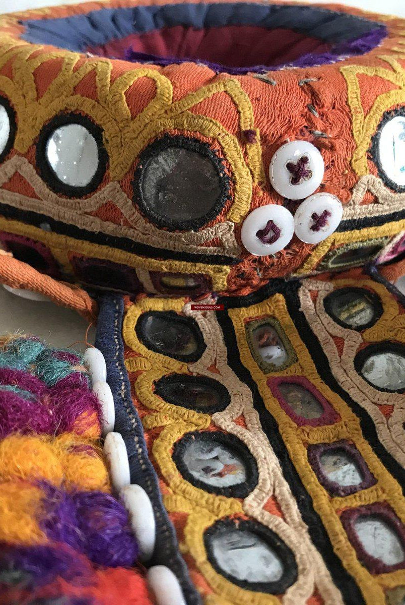 455 VENDU vintage Indhoni Brodé Pot Holder-WOVENSOULS-Antique-Vintage-Textiles-Art-Décor