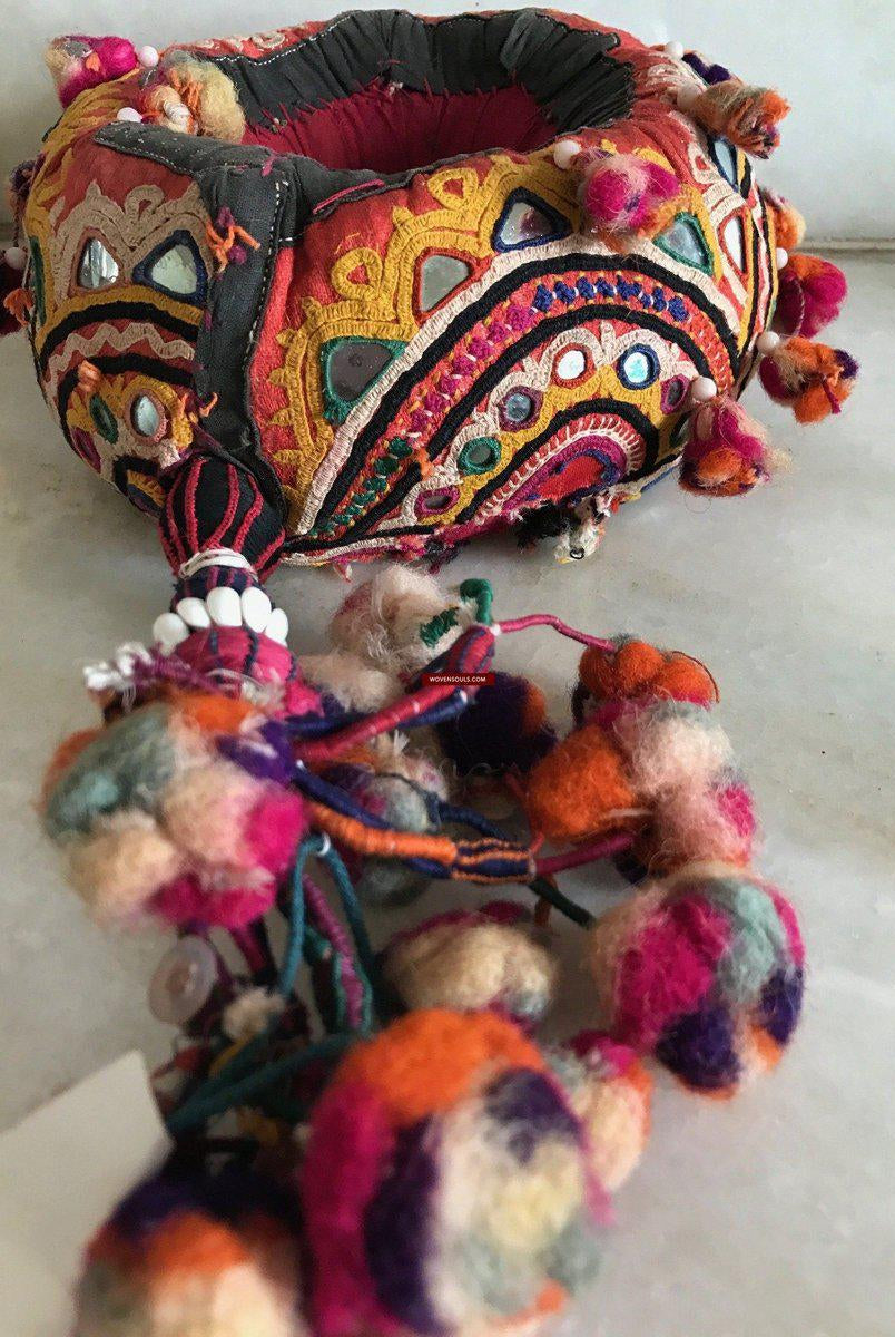 456 VENDU vintage Indhoni Brodé Pot Holder-WOVENSOULS-Antique-Vintage-Textiles-Art-Décor