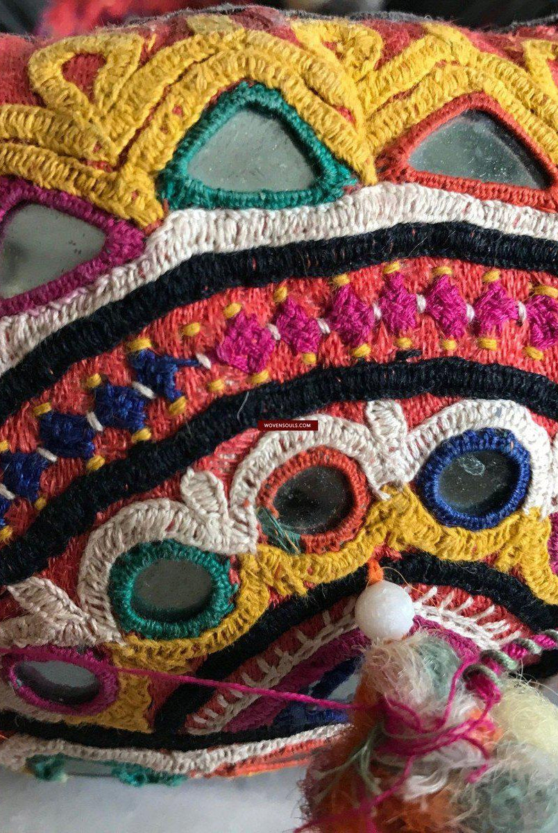 456 VENDU vintage Indhoni Brodé Pot Holder-WOVENSOULS-Antique-Vintage-Textiles-Art-Décor
