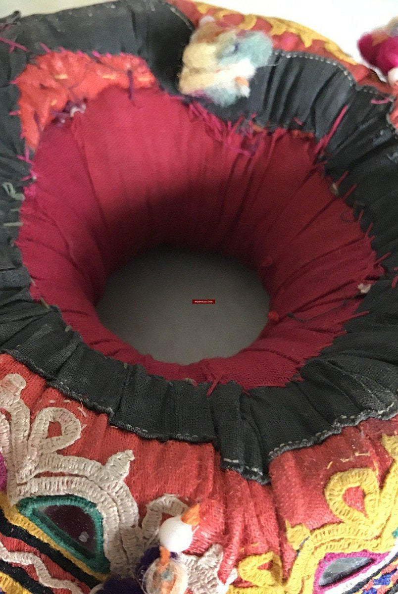 456 VENDU vintage Indhoni Brodé Pot Holder-WOVENSOULS-Antique-Vintage-Textiles-Art-Décor