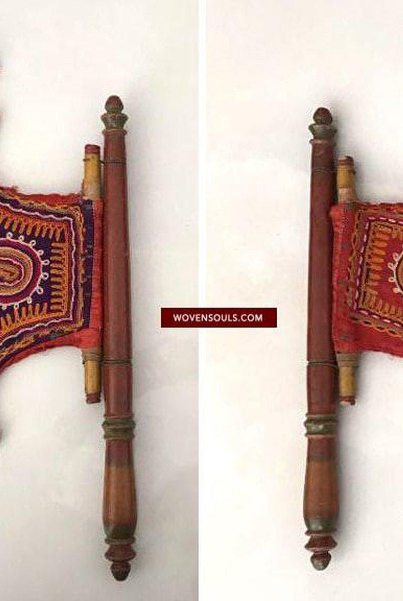 461 SOLD - Vintage Embroidered Hand Fan-WOVENSOULS-Antique-Vintage-Textiles-Art-Decor