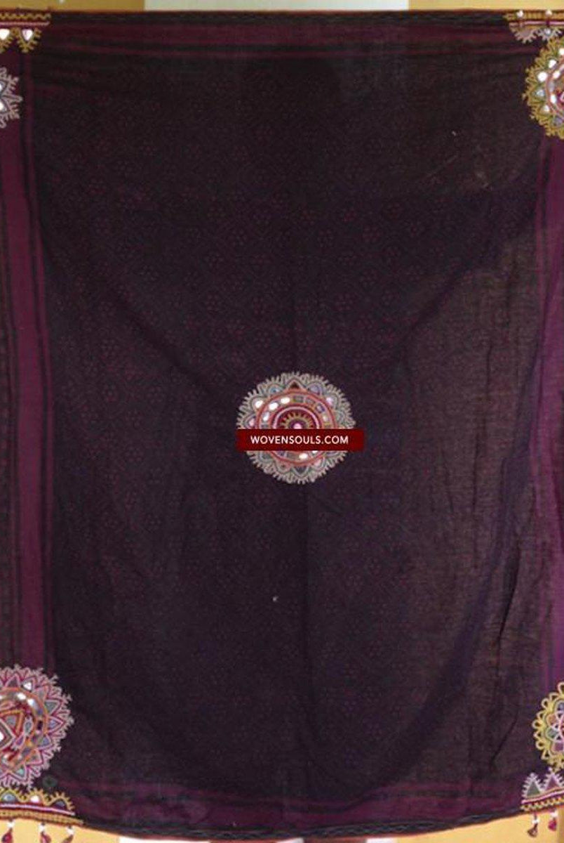 466 Superb Old Kutch SHawl Textile - Rare Square format-WOVENSOULS-Antique-Vintage-Textiles-Art-Decor