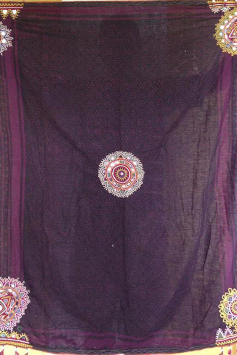 466 Superb Old Kutch SHawl Textile - Rare Square format-WOVENSOULS-Antique-Vintage-Textiles-Art-Decor