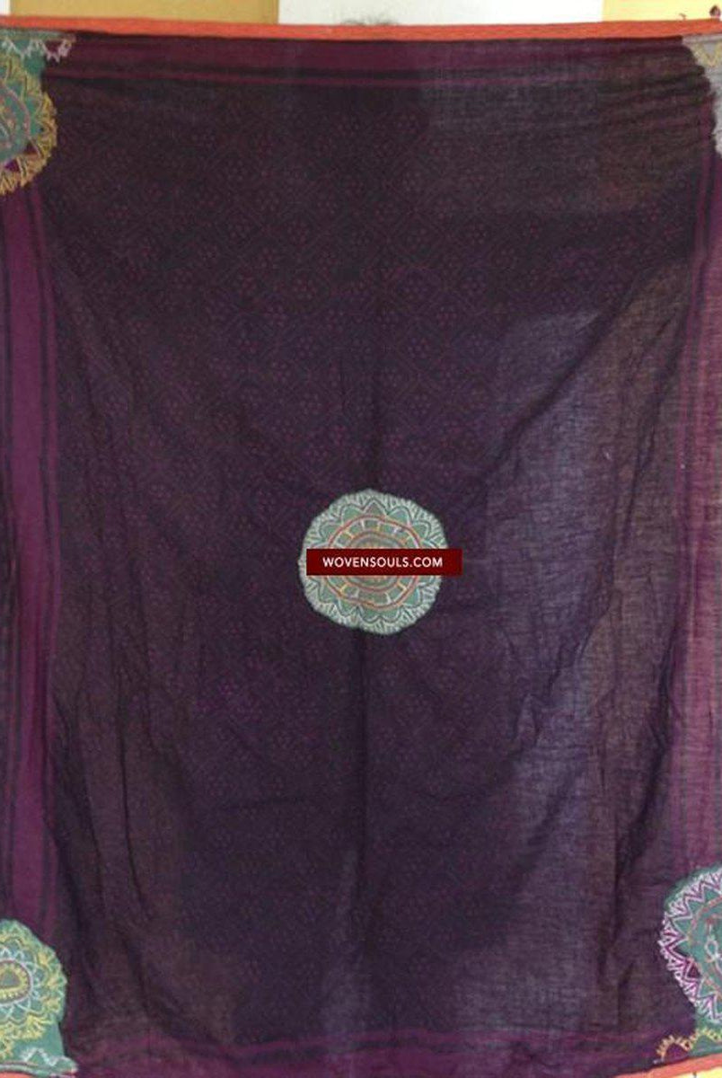 466 Superb Old Kutch SHawl Textile - Rare Square format-WOVENSOULS-Antique-Vintage-Textiles-Art-Decor