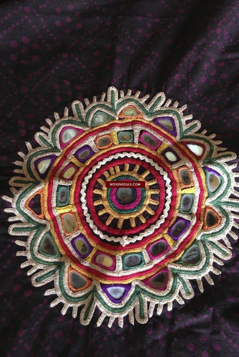 466 Superb Old Kutch SHawl Textile - Rare Square format-WOVENSOULS-Antique-Vintage-Textiles-Art-Decor