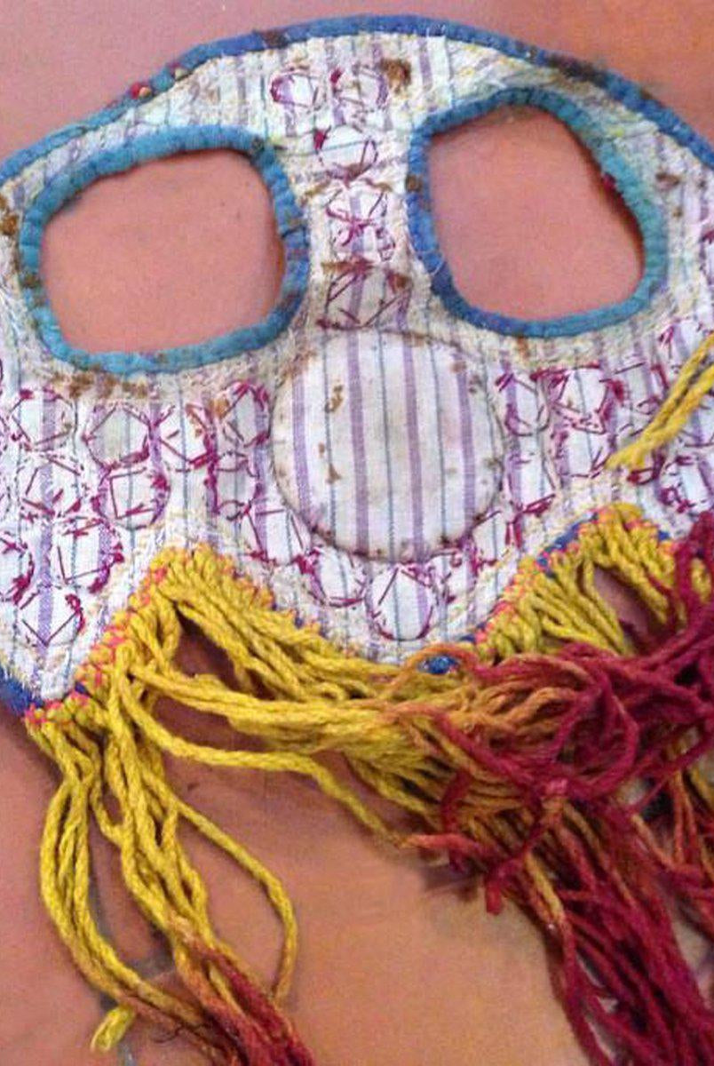 473 SOLD - Vintage Embroidered Indian Textile - Animal Head Dress-WOVENSOULS-Antique-Vintage-Textiles-Art-Decor