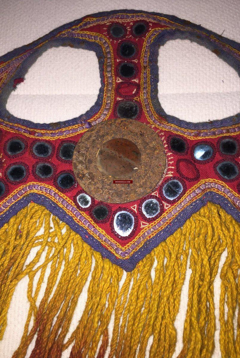 473 SOLD - Vintage Embroidered Indian Textile - Animal Head Dress-WOVENSOULS-Antique-Vintage-Textiles-Art-Decor