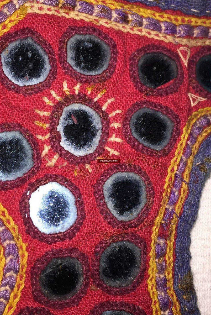 473 SOLD - Vintage Embroidered Indian Textile - Animal Head Dress-WOVENSOULS-Antique-Vintage-Textiles-Art-Decor