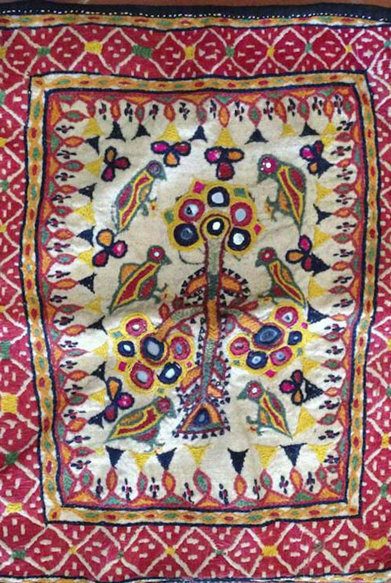 475 Small Embroidered Rectangular Case Pouch Textile Art-WOVENSOULS-Antique-Vintage-Textiles-Art-Decor