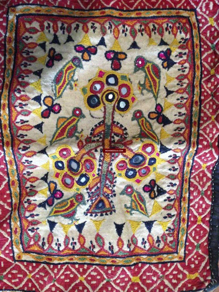 475 Small Embroidered Rectangular Case Pouch Textile Art-WOVENSOULS-Antique-Vintage-Textiles-Art-Decor