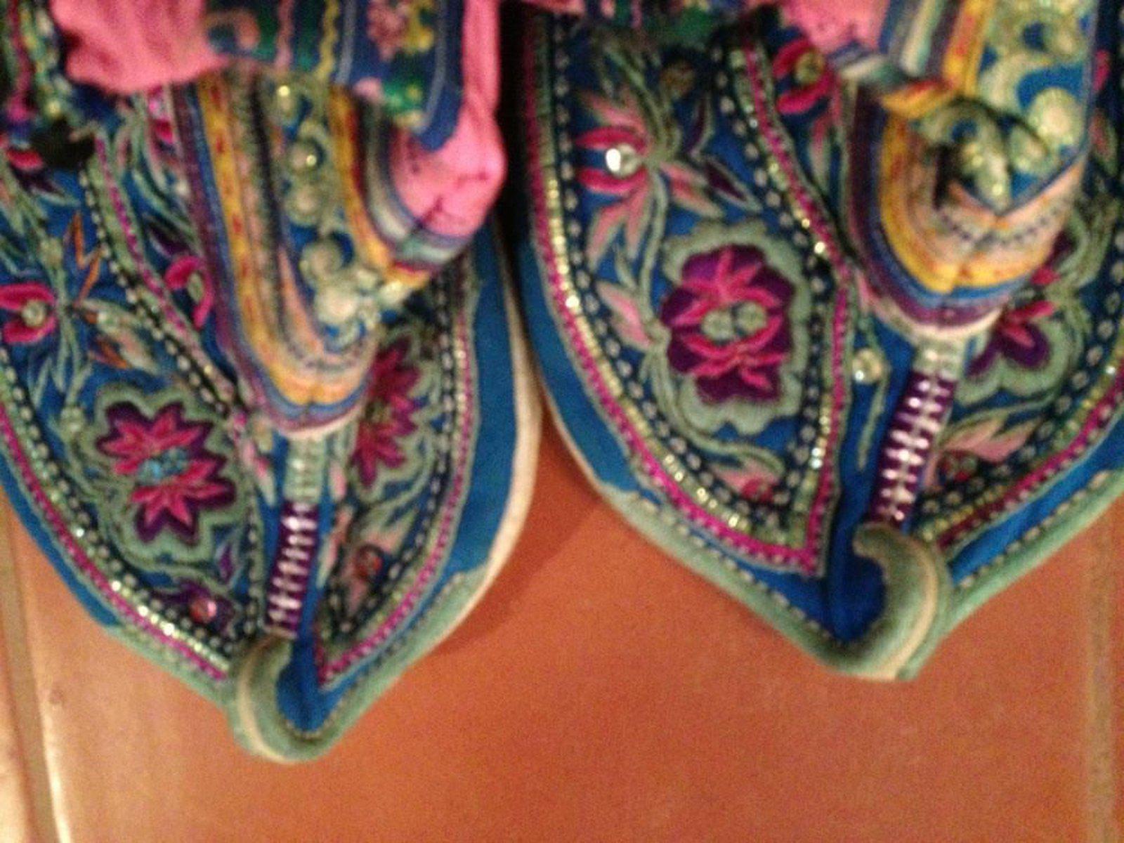 481 Vintage Embroidered Bridal Shoes - China Ethnic Minority-WOVENSOULS-Antique-Vintage-Textiles-Art-Decor