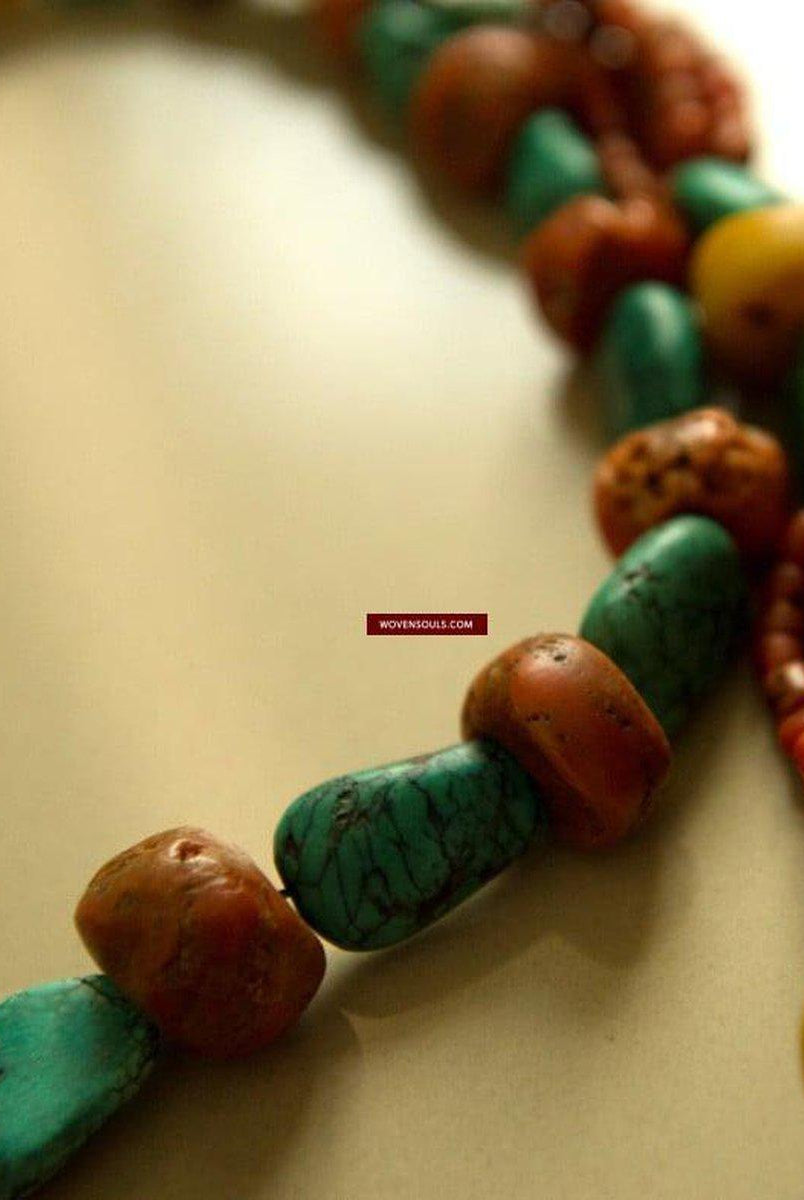 486 Old Tibetan Ghau with Amber Coral Necklace - Himalayan Jewelry-WOVENSOULS-Antique-Vintage-Textiles-Art-Decor