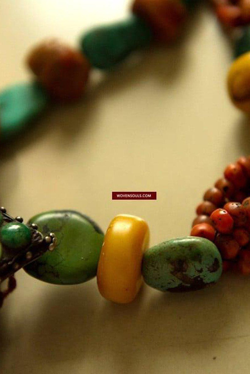 486 Old Tibetan Ghau with Amber Coral Necklace - Himalayan Jewelry-WOVENSOULS-Antique-Vintage-Textiles-Art-Decor