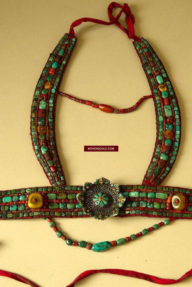 488 SOLD Old Body Ornament with a Tshoopze silver medallion-WOVENSOULS-Antique-Vintage-Textiles-Art-Decor