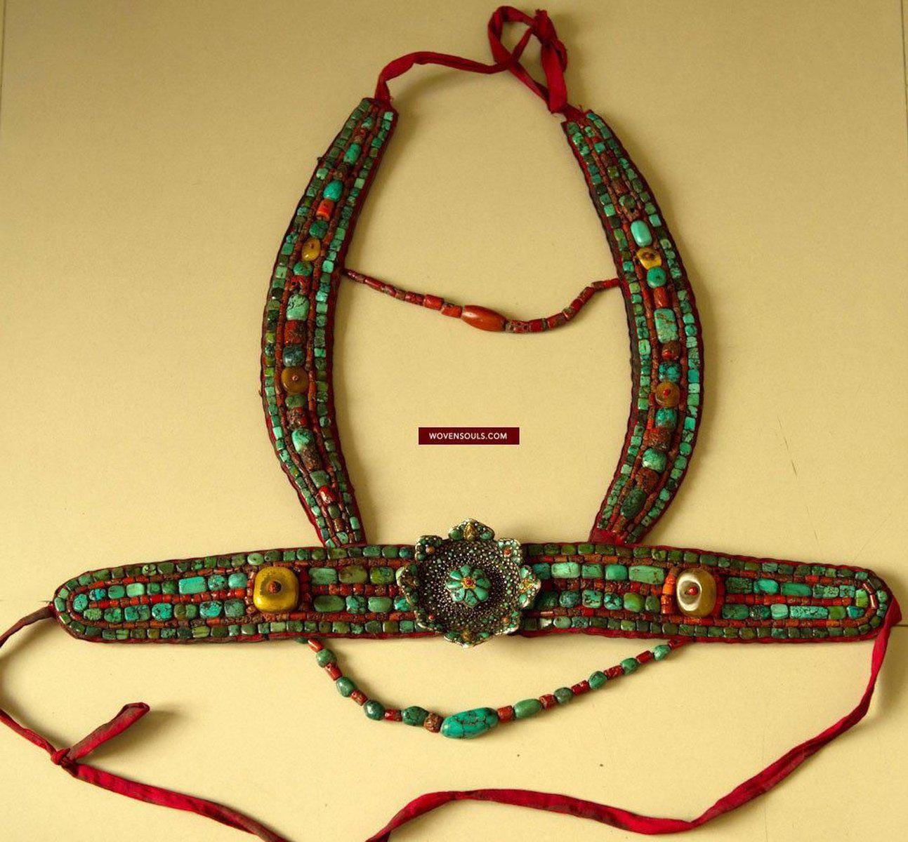 488 SOLD Old Body Ornament with a Tshoopze silver medallion-WOVENSOULS-Antique-Vintage-Textiles-Art-Decor